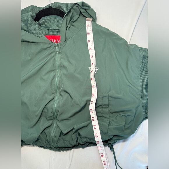 Guess Abiel Saturn Forest Green Cropped Windbreaker Mesh Jacket Size Large - Picture 10 of 10